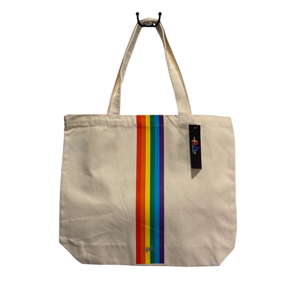 The Phluid Project Pride Rainbow Stripe Canvas Tote Bag Cream